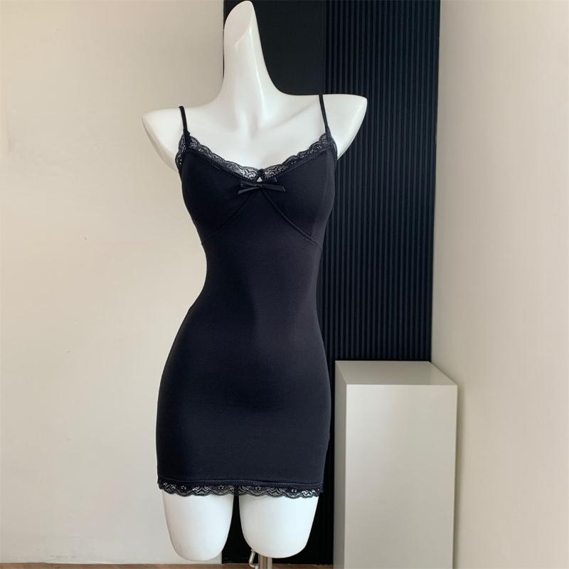 

Y2K Ретро Кружевное Лоскутное Платье на Спагетти Черное Облегающее Платье Мини-Модные Эстетические Луки Клубные Вечерние Сексуальные Платья для Женщин M чёрный