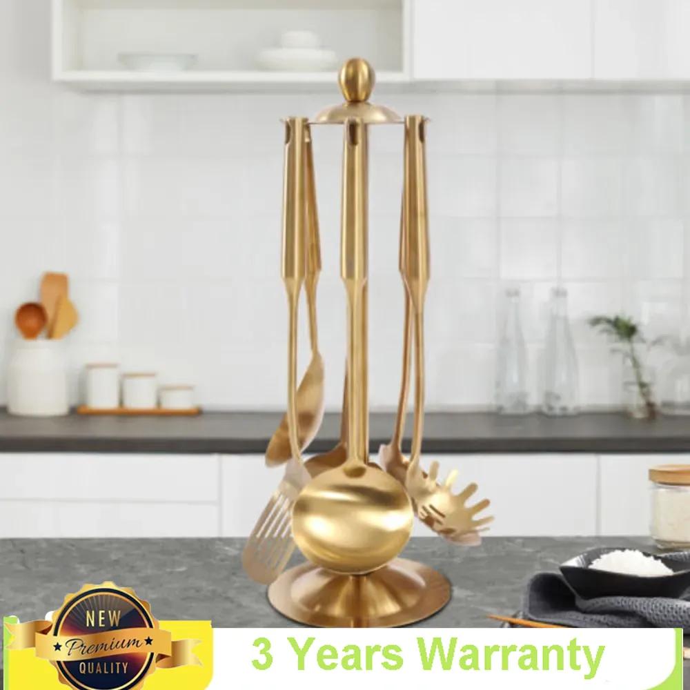 Bymaocar Kitchen Utensil Tableware Elegant Dinnerware Set Stainless Steel Cooking Gadget Tools Gold Ideal Gift Easy To Clean