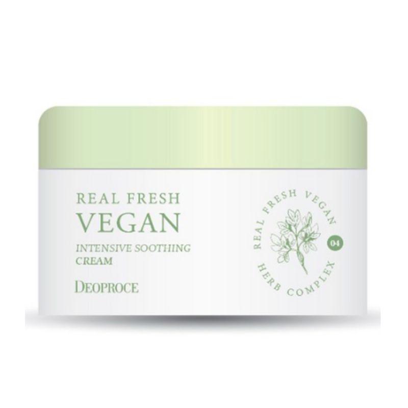 DEOPROCE Real Fresh Vegan Intensive Soothing Cream 100ml – Deep Hydration Barrier Repair Cream for Sensitive Skin