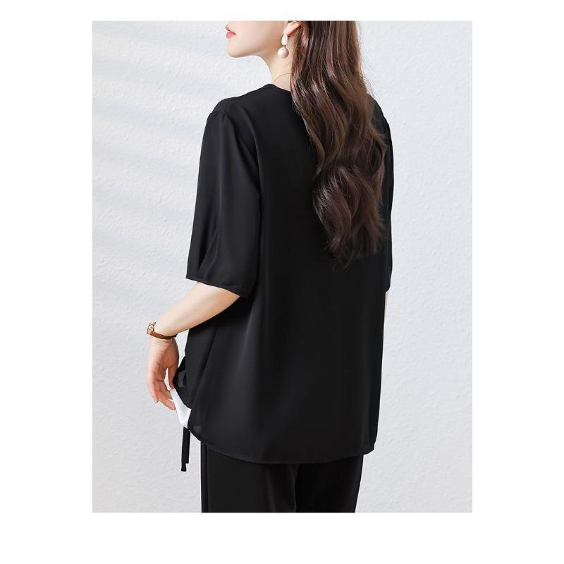 Chiffon Fashionable Short-sleeved T-shirt for Women, Trendy Summer Plus Size Fat Women's Hot Style Tops