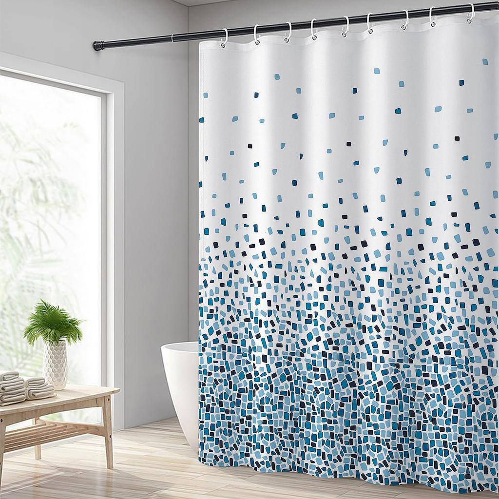 Green flower pattern shower curtain 180x 210cm, washable waterproof polyester bathroom decorative shower curtain with 12 hooks,