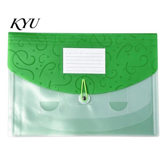 Student File Holder Expandable Document Folder with Label Slot, Layered Design Waterproof PP Envelope, Secure Rope Closure Organizer for Office