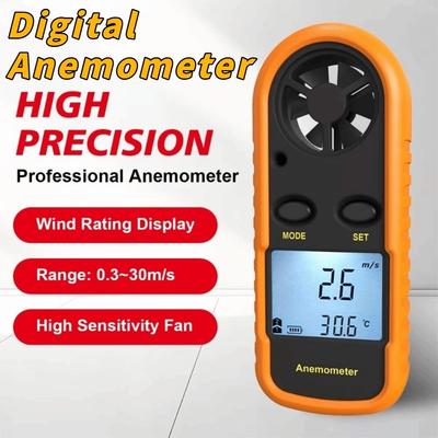 Mini Digital Anemometer Hand-held LCD Display Wind Speed Gauge 30m/s 0-30m/s Range Wind Speed Meter Portable Use