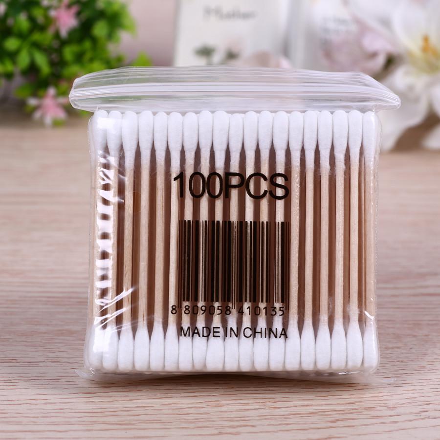 1000 PIEZAS Palillo de Madera de Bambú Doble Cabeza Bastoncillo de Algodón Multifuncional Tampon Desechable Bastoncillo Cuchara para Oídos Bastoncillo de Algodón Desmaquillante