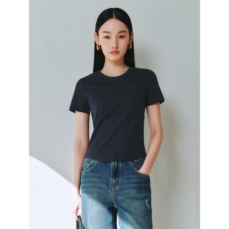 PEACEBIRD Women s Slim Fit 3D Split-Line T-Shirt S