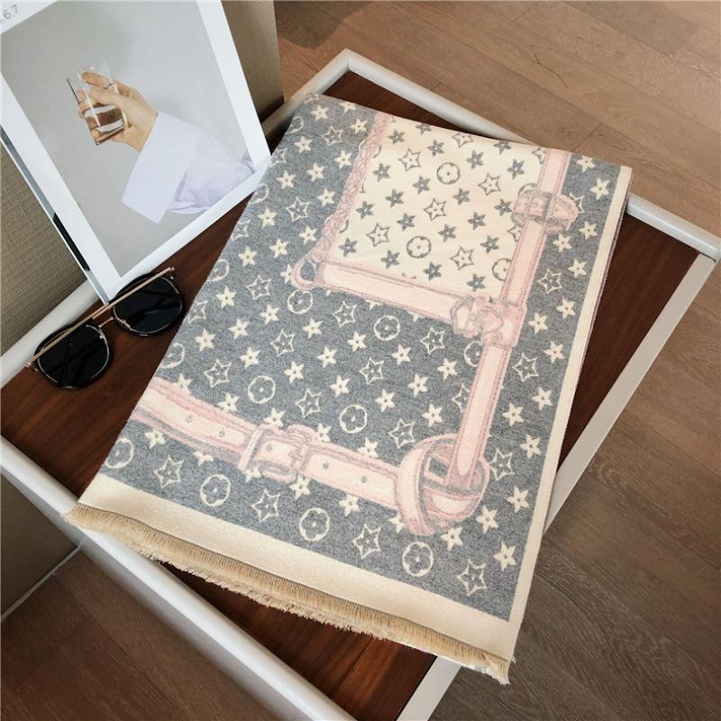 

Autumn and winter new imitation cashmere chain scarf women s warm thickened long student scarf dual-purpose shawl 180x65cm серый