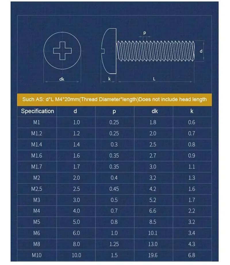304 Stainless Steel Phillips Round Pan Head Screw Bolt M6 M8 M10 Cross Extension Screw For Furniture Switch Socket Screw