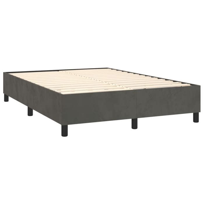 Maison Exclusive - Sommier à lattes de lit et matelas Gris foncé 140x190cm Velours