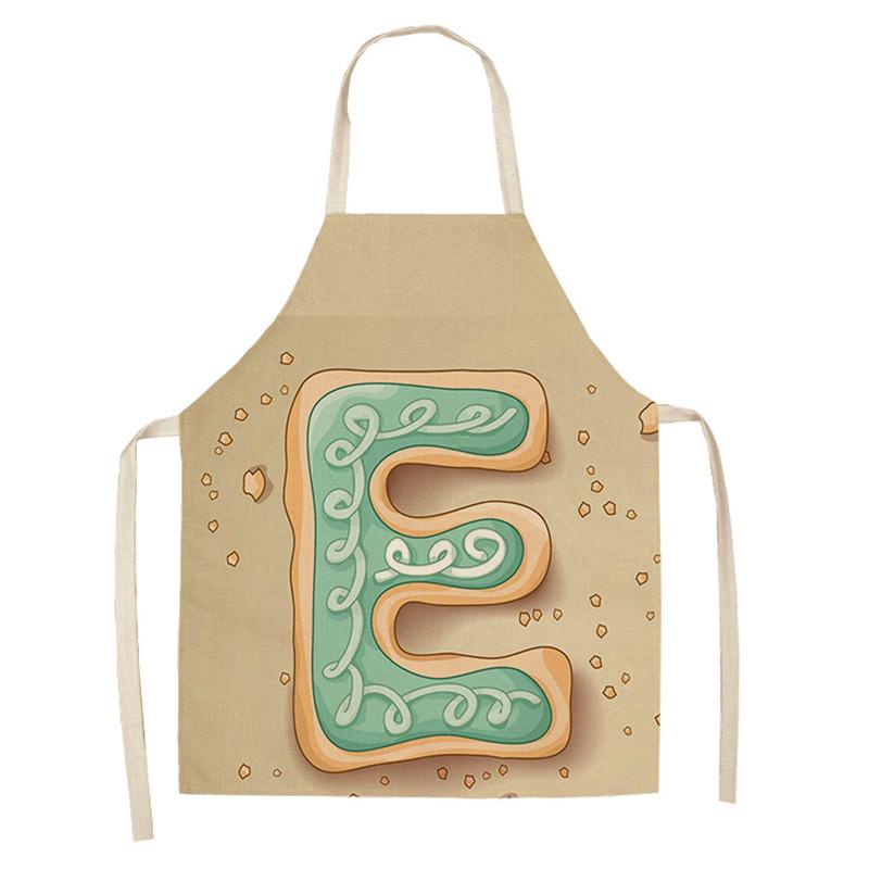 Avental de cozinha com estampa de alfabeto, avental sem mangas de linho para crianças, para cozinhar, churrasco, ferramentas de limpeza doméstica, 47x38cm, 68x55cm
