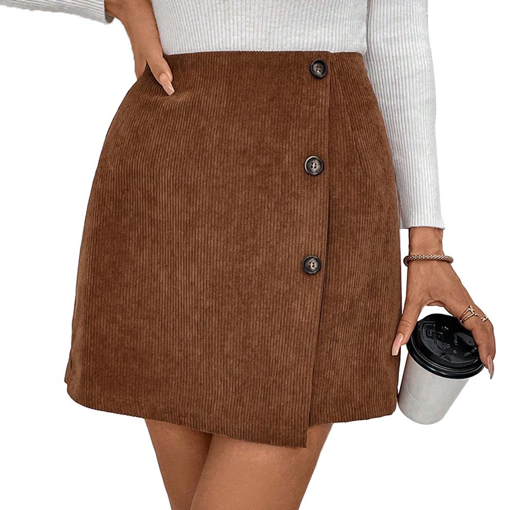 2024 Elegant High-Waisted Irregular Corduroy A-Line Midi Skirt