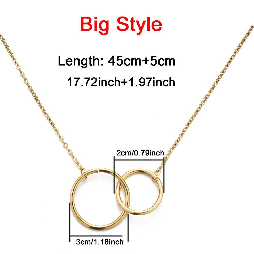 Women's Stainless Steel Double Circle Pendant Necklace
