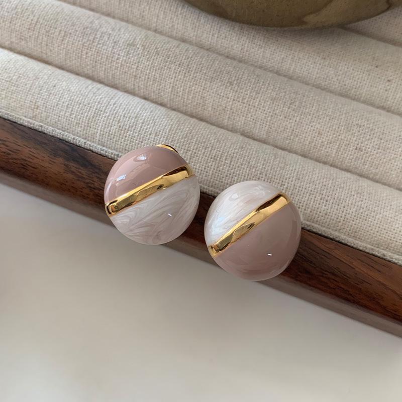 

Винтажные серьги-пусеты с цветными блоками и французской глазурью капля - Женские эмалевые украшения класса люкс розовый/белый