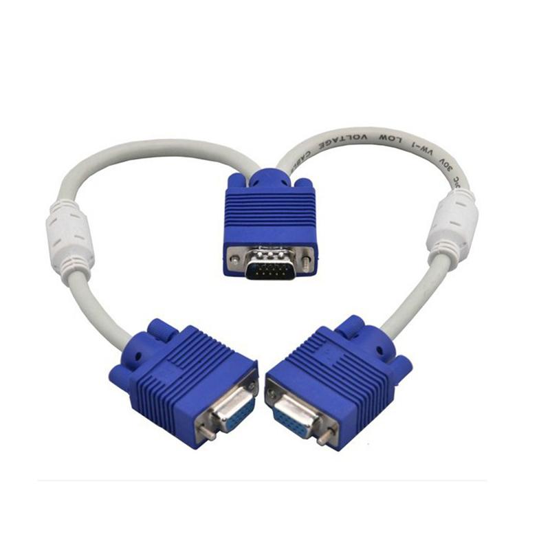VGA Splitter Cable for Computer Monitor Screen Display Wire Extend Adapter Male to Female Video Synchronization Cord Converter