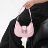 2025 Trendy Bow Shoulder Bag Underarm Bag Solid PU Leather Messenger Bag Daily Casual Commuting Bag Handbag