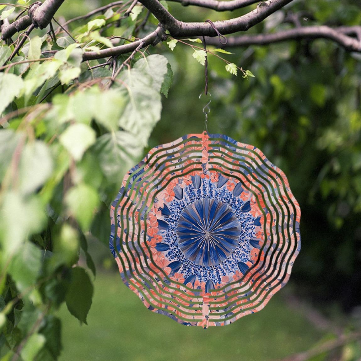 

Vibrant Blue and Orange Wind Chime for Garden Decor with 360 Degree Hanging 01A