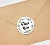 Darling Souvenir 1.6 Inches Round Daffodil Wreath Elegent Personalized Black Thank You Stickers-45