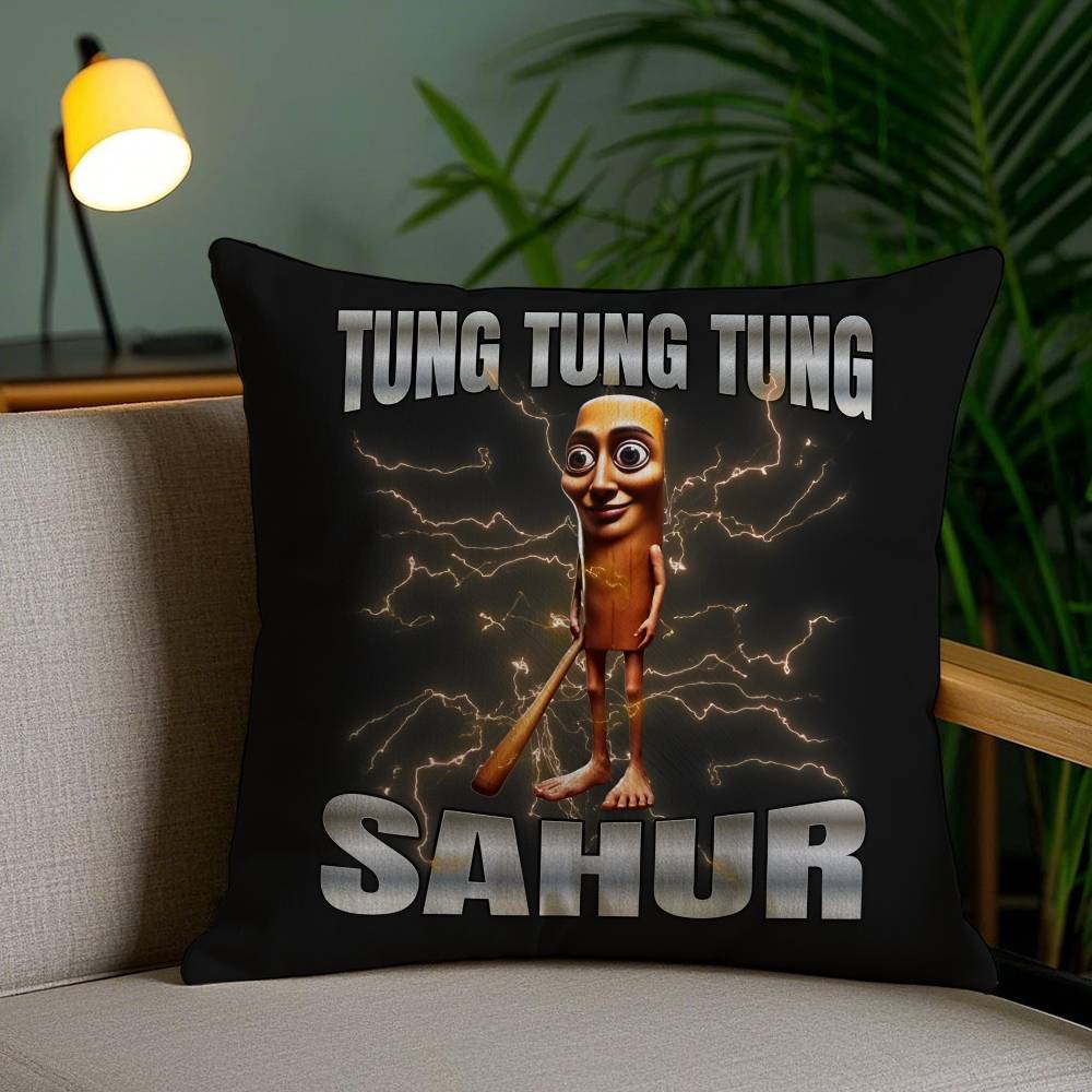 Italian Brain Rot Meme Tralalero Tralala Pillow Case Sofa Short Plush Double-sided HD Printing Room Home Office Cushion Cover