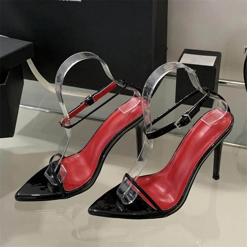 Mode Eilyken Sommer Streetstyle Mode Schmaler Riemen Spitzschuh Damen Sandalen Schnallenriemen Party Abschlussball Dünne Absätze Schuhe