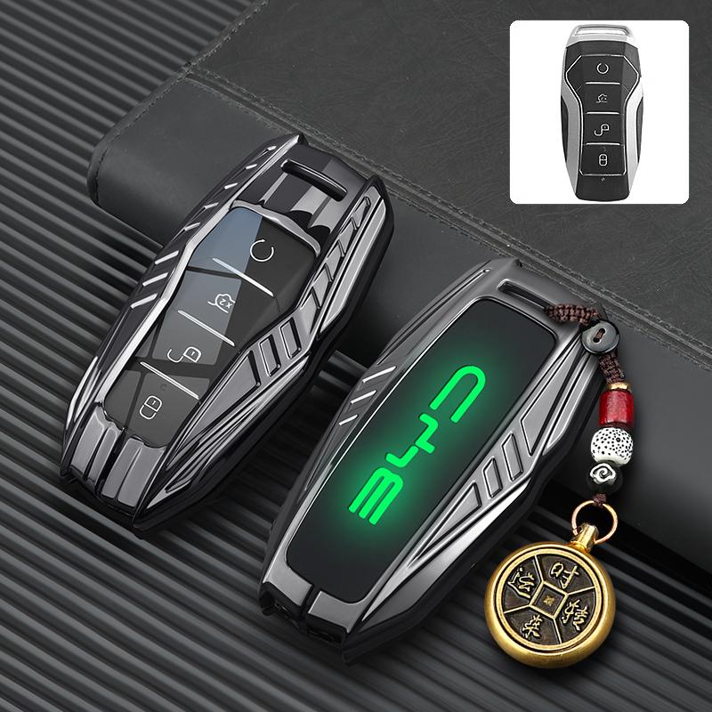 Car Zinc Alloy Leather Key Case Cover For BYD Atto 3 Han EV Dolphin Lied Tang Dm Qin PLUS Song Pro MAX Yuan Keychain Accessories
