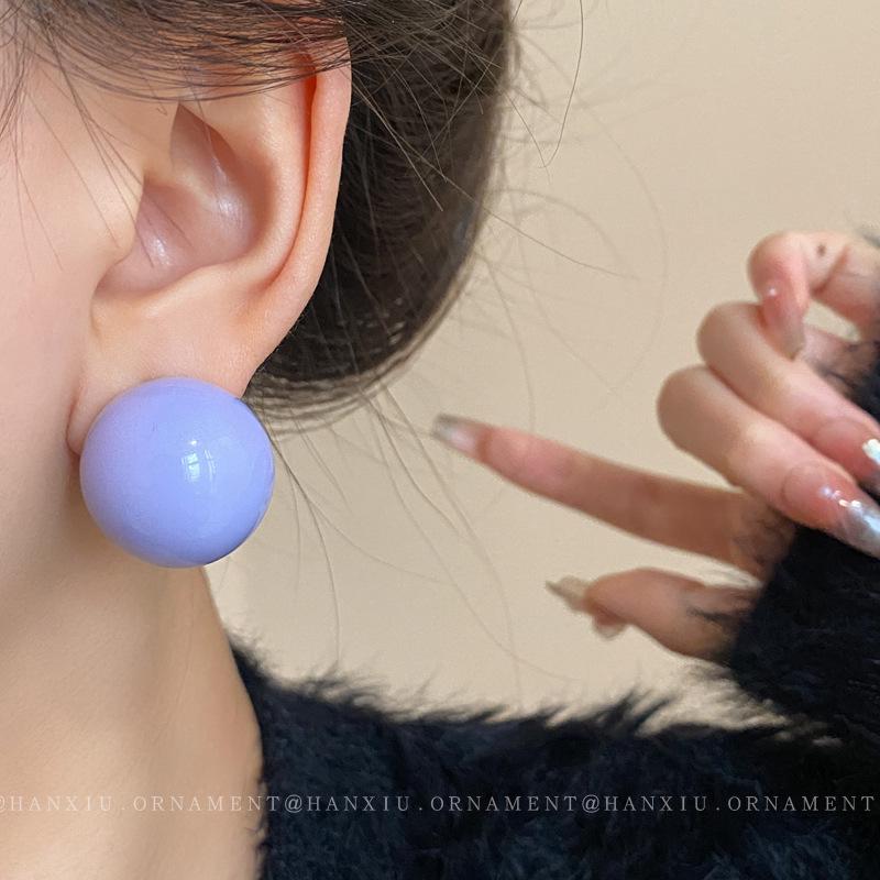 Srebrne Kolczyki Sztyfty Geometryczna Sfera dla Kobiet - Koreański Słodki Design, Unikalne i Wszechstronne