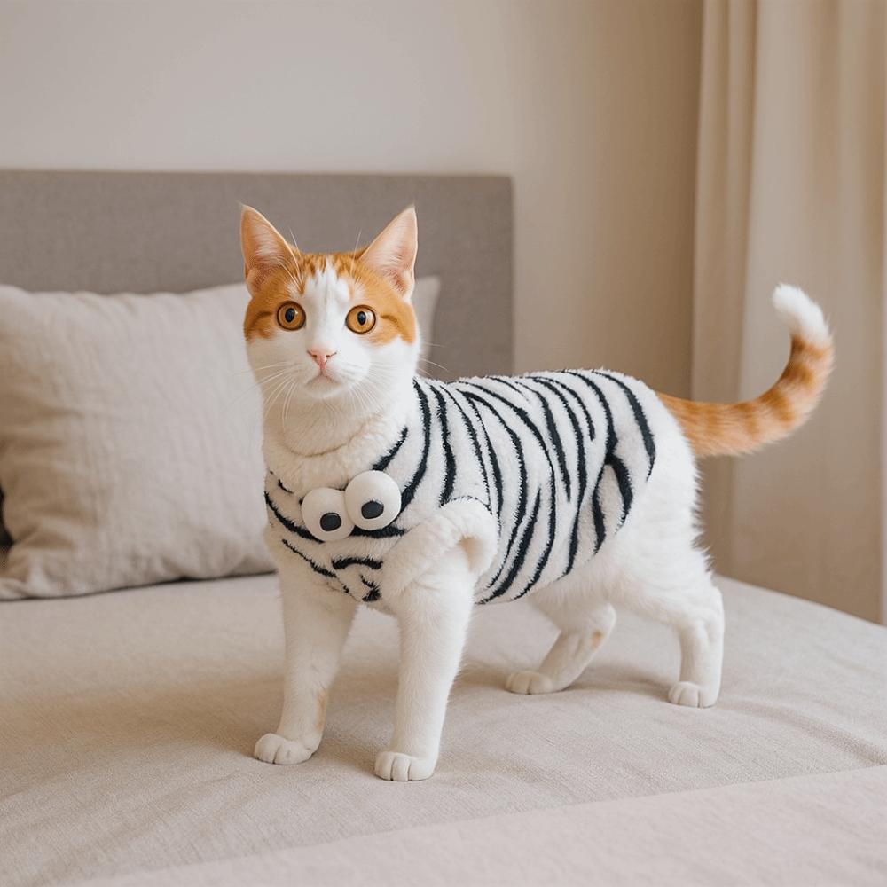 Süßer Warmer Winter Haustierpullover Verdickter Winddichter Ärmelloser Katzenmantel Weiche Bequeme Haustier-Baumwolljacke für Katzen und Hunde