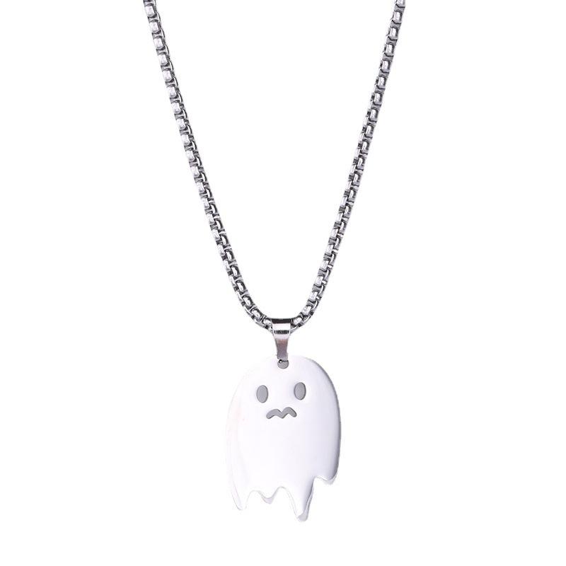 Little Monster Ghost Necklace - Cute Halloween Pendant for Hip Hop Street Style