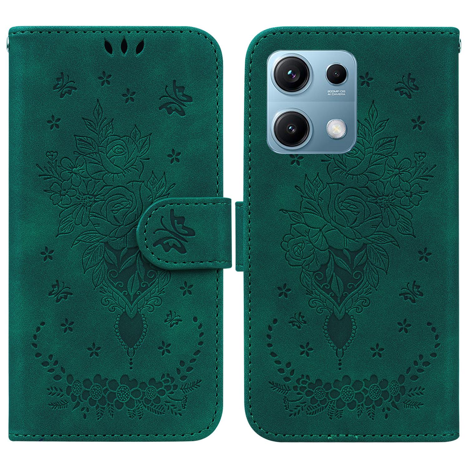 

For Xiaomi Redmi Note 14S 4G Case PU Leather Wallet Phone Cover Butterfly Flower Imprint A