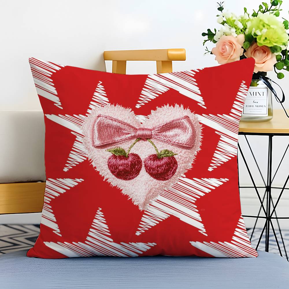 

Pink Home Love Cherry Decoration Pillow Case Printed Brushed Fleece Pillow Baby Skin-Touch Eco-Friendly Dye-Sublimat 12x12Inch