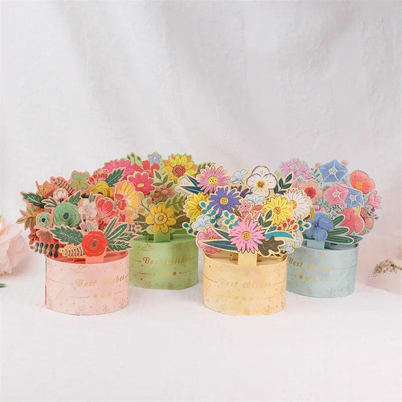 Creative 3D Pop-Up Bouquet Card G Craft Blahopřání Dárek ke Dni matek Valentýna Narozeniny Výročí Papír Holding