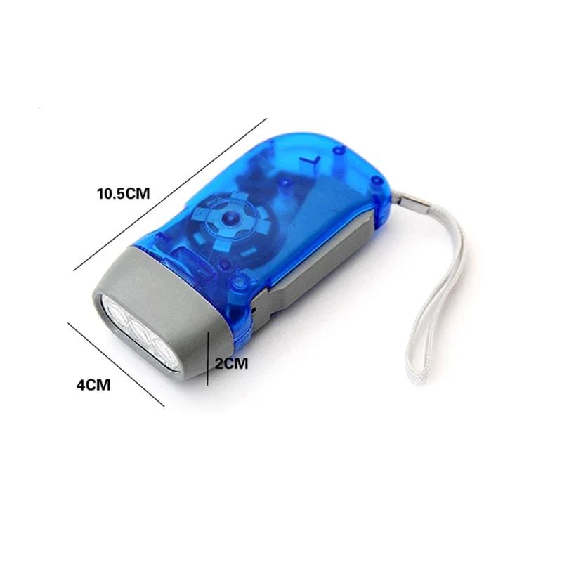 New 3 LED Hand Pressing Dynamo Crank Power Wind Up Flashlight Torch Light Hand Press Crank Camping Lamp Light