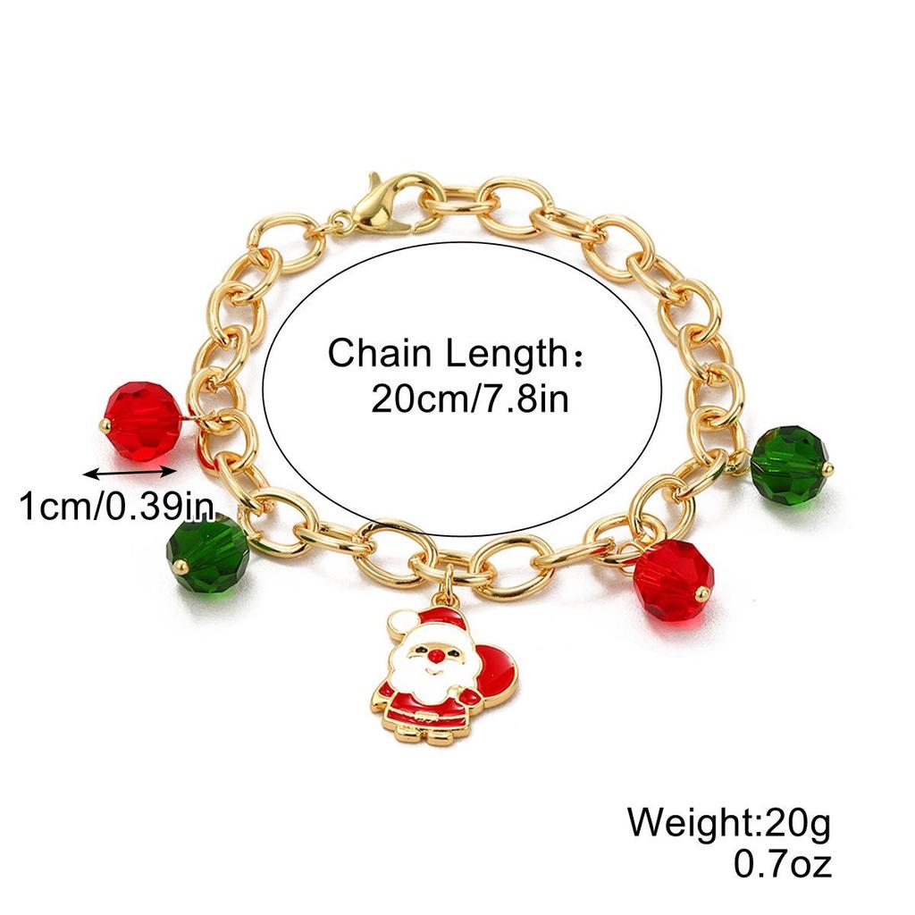 European and American Snowflake Crystal Beaded Christmas Bracelet Set for Women