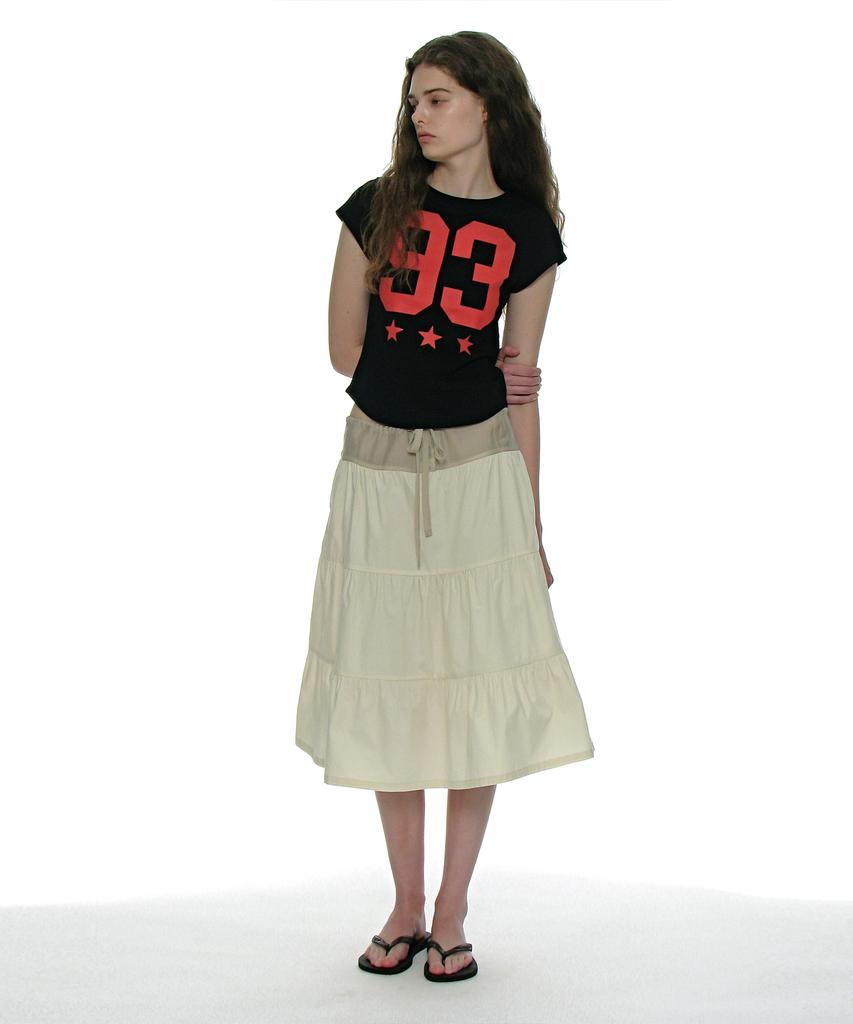Partimento Woman Tiered Shirred Midi Skirt_Ivory