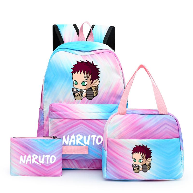 3-teiliger Schulrucksack für Mädchen Y2K mit Lunch-Taschen, Studenten-Taschen-Set, Kinder-Stifttasche, zurück zur Schule, Anime-Leinwand-Rucksack