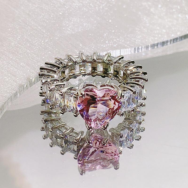 

Кольца для женщин Принцесса Предложение руки и сердца Розовый Синий Желтый Сердце Кубический цирконий Кольцо Романтическая свадьба Бижутерия 9 розовый