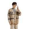 2025 Autumn/Winter Hong Kong Style Loose Knit Men's Color Block Cardigan Sweater for Couples