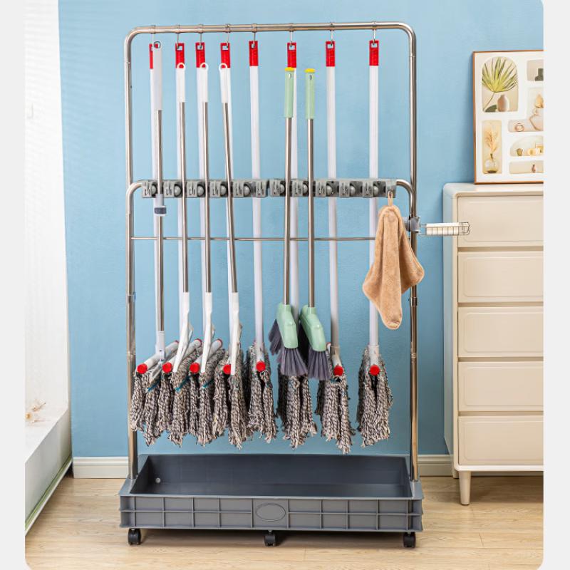 MDNG Stainless Steel Wall-Mounted Mop and Broom Holder