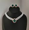 Vintage Imitation Pearl Necklace Earrings Jewelry Set for Women Emerald Crystal Choker Banquet Bridal Wedding Accessories