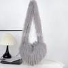New Fringed Heart-shaped Fluff Bag Spice Girl Wind Heart-shaped Turkey Feather Messenger Bag Large-capacity Plush Shoulder Bag