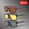 3pcs Sets Sunglasses Men Women Polarized Square Sun Glasses Brand Rectangle Driving Fishing Shades UV400 Glasses Outdoor Eyewear