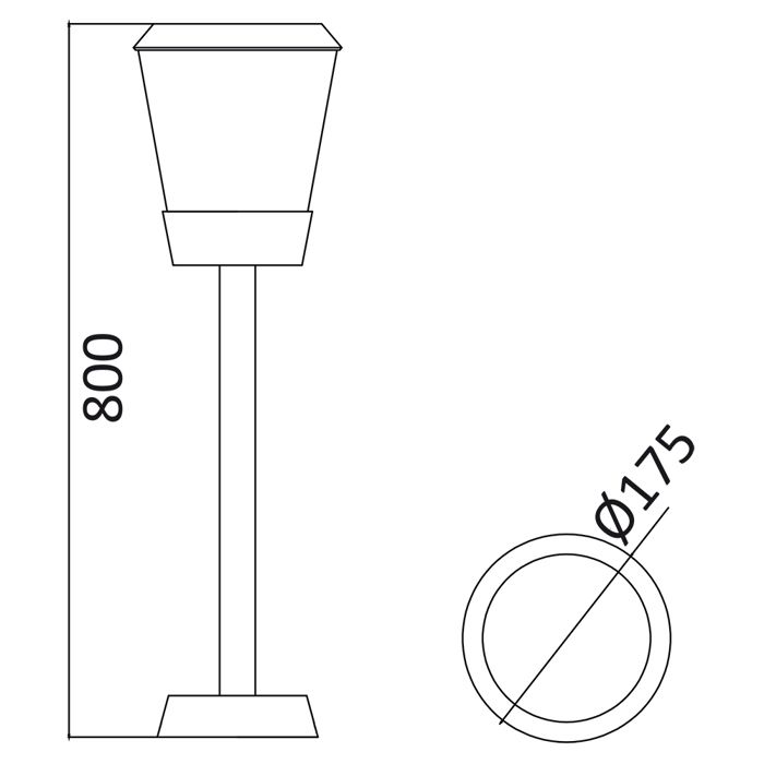 Potelet extérieur Haut 800mm E27 IP54