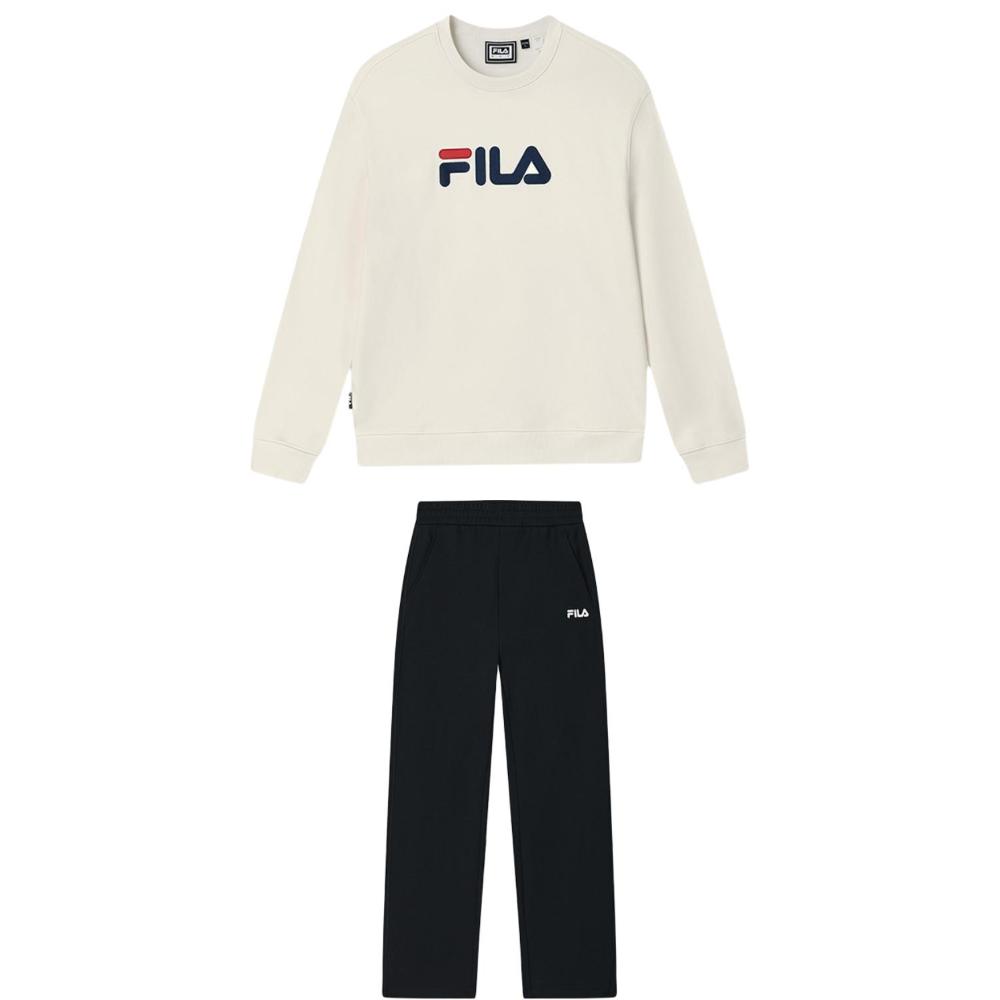 

Fila Оригинальный FW25 Свитшот с круглым вырезом, спущенным плечом и длинным рукавом, вязаные брюки свободного кроя, повседневный комплект Женский свитшот, брюки F51U539205F-IV+F51W539604F-BK S