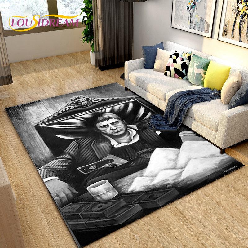 

Коврик с 3D-печатью из фильма «Лицо со шрамом», большой дизайнерский ковер с рисунком, ковер для гостиной, спальни, подарок, украшение дома