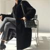 Winter Lang Schwarz Luxuriös Elegant Stilvoll Dick Warm Flauschig Zottelig Weich Faux Nerz Pelzmantel Damen Stehkragen Schärpen