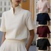 Stehkragen Kurzarm Bluse Elegante Bürokleidung Lässige Arbeitskleidung Oberteile für Damen