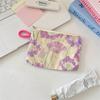 Creative Mini Lipstick Key Cosmetic Bag Zipper Flower Pattern Coin Purse Data Cable Storage Pouch for Women Girls