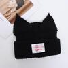 Cute Double-layer Loverboy Cat Ear Knit Hat Hooded Cap Warm Knitted Cap Soft Hip-hop Personality Ear Protection Hat Unisex