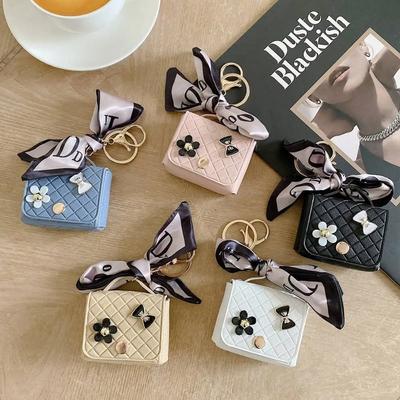 Fashion Leather Earphone Storage Bag Mini Creative Keychain Solid Color Pendant Earphone Case Bluetooth Headset Cover