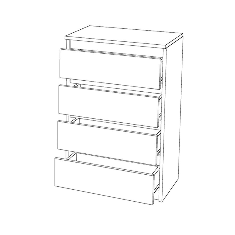 Chest of Drawers 60 CM 4S Sonoma Oak White TV Cabinet Living Room Furniture