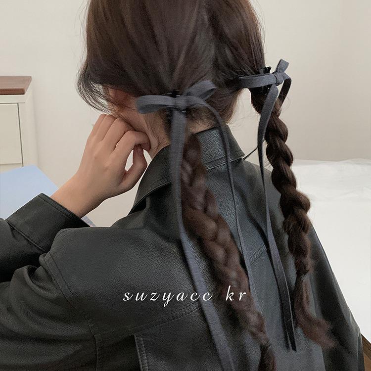 Korean Ballet Style Ribbon Bow Hair Clip with Tassels - Large Double Layer Duckbill Clip Headwear for Girls.