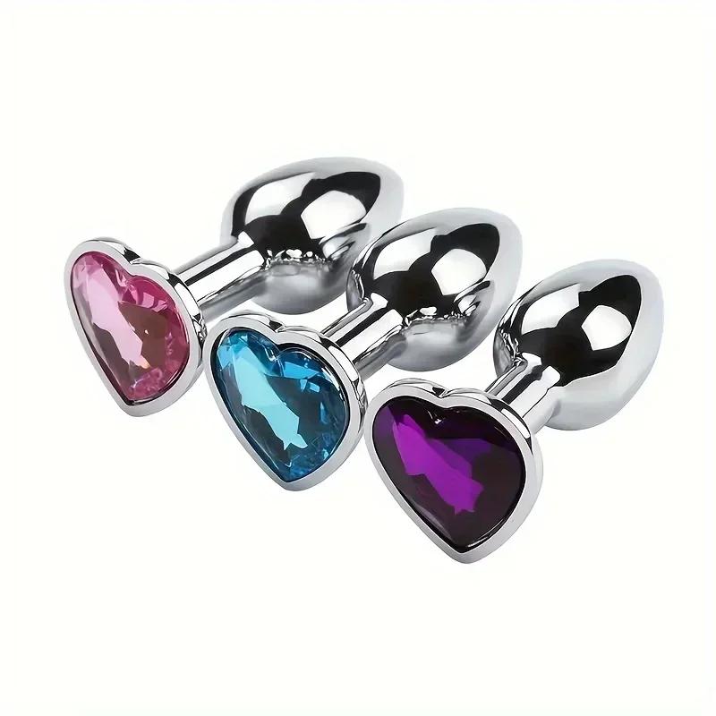 Novice anal plug sex toy crystal heart smooth steel extreme butt plug female prostate massager stimulator adult sex product